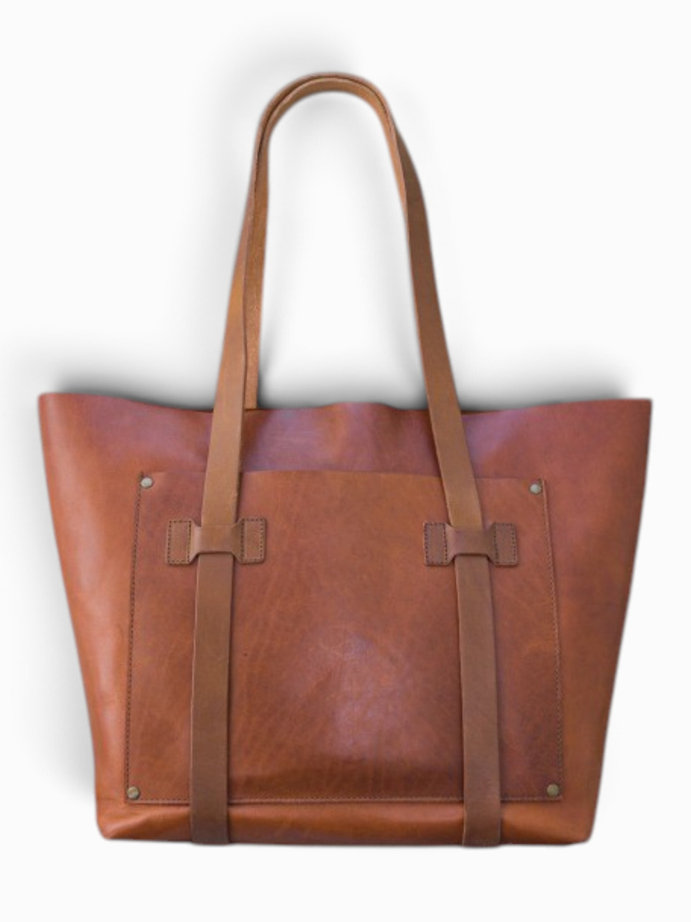 WP Standard Full-Grain Leather Cargo Tote, Tan, Made in Mexico (13.5x13.8")